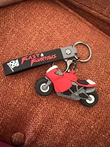 Red Motorcycle pendant charm mini figure Ornament keyring keychain - Picture 1 of 6