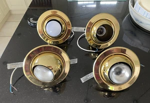 4x Vintage 1980s Tamlite Swivelling Eyeball Ceiling Lights in a Brass Finish - Picture 1 of 4