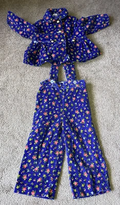 Vintage Merry Mites Baby Toddler Outfit - Suspender Pants w matching Top Floral Foto 1 de 4