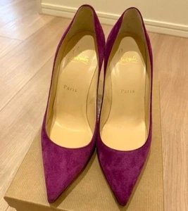 Christian Louboutin Heel Pump Suede Purple Heel10cm Size36.5 US6.5 - Picture 1 of 6
