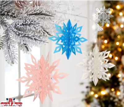 Decoraciones grandes de copo de nieve de fiesta 3D para fiesta colgante 6 guirnaldas colgantes Reino Unido Foto 1 de 4