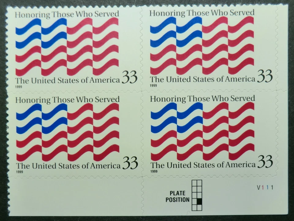 3331 MNH 1999 33c Honoring Those Who Serve PB first responders flag patriotism - Image 1 of 1