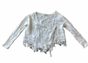 Epic Threads Knit Crochet Open Front White Wrap Cardigan Youth Girls M Medium - Picture 1 of 12