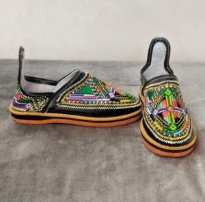Berber Morocco Slippers, Embroidered Moroccan Babouche, unisex slippers, Amazigh - Picture 1 of 4