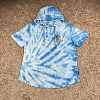 Camiseta DIKOTOMY Azul Blanco Tie-Dye Con Capucha Esqueleto Flamenco Gráfico Para Hombres L Foto 1 de 4