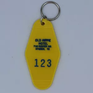 Junkyard Glam Motel Keychain Old Hippie Hotel Random Room Number Yellow - Picture 1 of 1