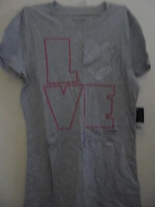 Juicy Couture T-Shirt "Love Juicy" Glitzer Print grau Gr. S neu mit Etikett - Bild 1 von 3