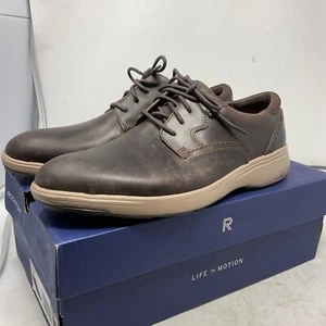 Rockport TruTech Men's Noah Plain Toe Lace Up Oxford Dark Brown Shoes Size 8.5W - Picture 1 of 9