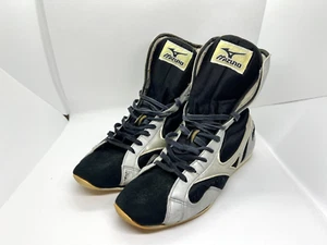 MIZUNO Boxing Shoes Silver and Black Silver Line Gold US 9 ( 27 cm ) Used Japan - Picture 1 of 11
