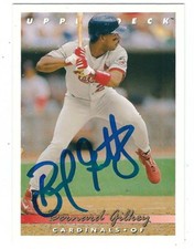 Autographed BERNARD GILKEY St. Louis Cardinals 1990 Upper Deck Card #394 w/COA