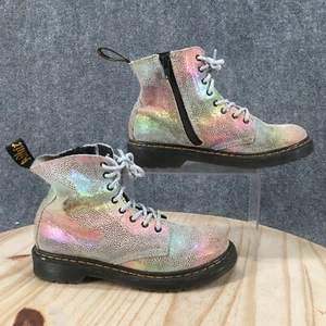Dr Martens Boots Youth 3 Pascal J Rainbow Combat Multicolor Leather Zip Heeled - Picture 1 of 16