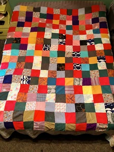 Vintage Patchwork Quilt Top handgenäht 78x60" kein Schlagen kein Rückenblock Muster - Bild 1 von 8