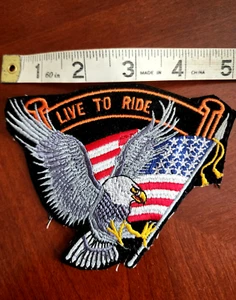 Live to Ride Brown Eagle USA Flagge Biker Motorrad Aufnäher Bügelbild/Aufnähen KOSTENLOSER VERSAND! - Bild 1 von 2