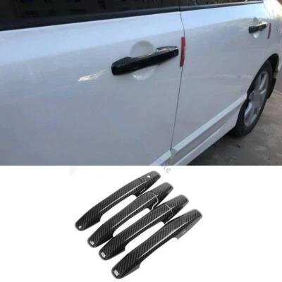 Cubierta de manija de puerta lateral exterior lateral de fibra de carbono para Honda Civic 2006-10-2011 Foto 1 de 4