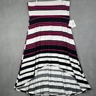 LuLaRoe Womens Skirt Olivia Black White Pink High Low Striped Maxi Skirt Sz 3XL