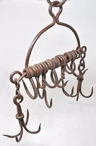 Antique Iron Well Water Bucket Fetching Hooks Original Old Hand Crafted - Picture 1 of 8