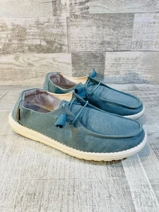 Hey Dude Wendy Damenschuhe Größe 8 Chambray aquablau Slipper Freizeit Halbschuhe - Bild 1 von 9
