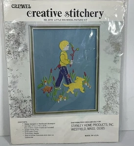 Vintage Creative Stitchery Crewel Stickpackung Nr.3772 Little Big Wheel  - Bild 1 von 7