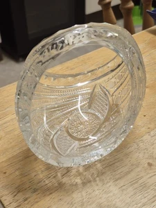 Vintage Lead Crystal Hand Blown Glass Basket - Picture 1 of 12