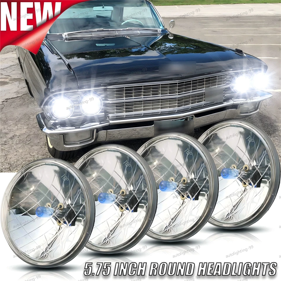 Faros halógenos 4X 5-3/4" 5,75" haz alto DRL para Cadillac DeVille 1962-1974 Foto 1 de 4