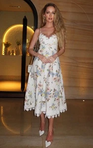 Neu ohne Etikett! Zimmermann Sommerkleid mit Spitzenbesatz Blumenmuster Leinen, Größe AU 1 (US 4) - Bild 1 von 17