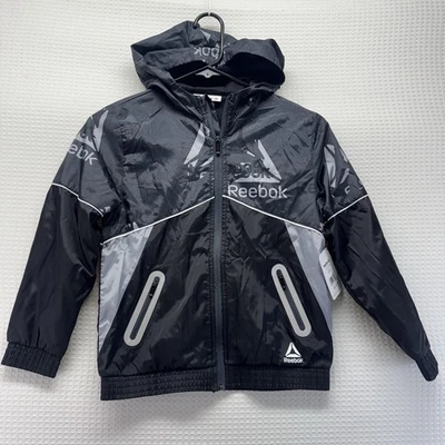 Jaqueta Reebok Guard preta e cinza, corta-vento, masculina tamanho pequeno 6/7 nova com etiquetas - Imagem 1 de 4