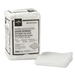 4 x 4 Zoll Mullschwämme, 100 % Baumwolle, 8-lagig gewebte unsterile Gaze (Packung... - Bild 1 von 5