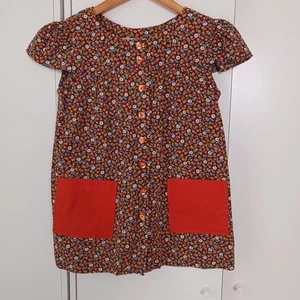 Vintage Smock Top 1970s Floral With Burnt Orange Pockets Handmade Small - Picture 1 of 8