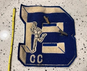 Vintage Letterman Chenille Patch Letter B Blue White Cross Country Boot Jewels - Picture 1 of 6