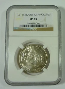 1991-D 50c MOUNT RUSHMORE NGC MS69 Ultra Cameo - Picture 1 of 2
