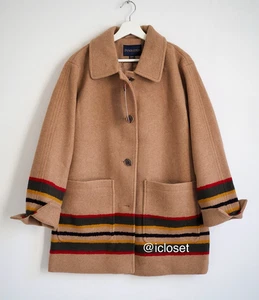 Pendleton Cappotto Topper Misto Lana Chiusura Bottoni Taglia Large Desert Beige Nuovo - Foto 1 di 8