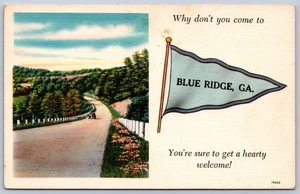 K36/ Blue Ridge Georgia Postcard Linen Pennant Greetings 306 - Picture 1 of 4