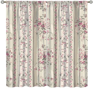 Vintage Blumen Boho Fenster Behandlung Paneele Vorhänge Rouge Rosa, Gelb, Grün... - Bild 1 von 8