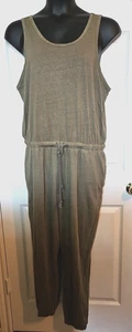 Universal Thread XL Army Green 100% Cotton Knit Jumpsuit Sleeveless Drawsring - Picture 1 of 4