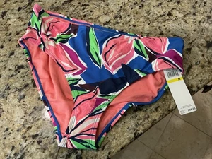 Catalina Damen Full Coverage Bikinihose - Blau Rosa Hawaii Blumen Medium - Bild 1 von 4