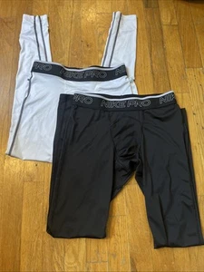 NIKE Youth Pro Compression Tights Medium White/Black 2 Pairs - Picture 1 of 3