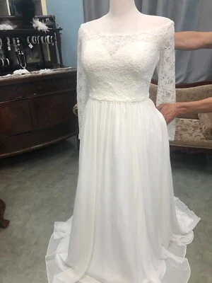 Новый шикарный кружевной длинным рукавом свадебное платье, плюс размер 20 трапециевидный карманы Reg $2599 - Изображение 1 из 4