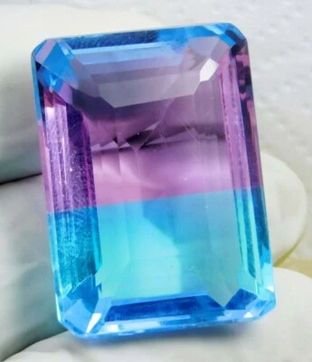 49.4 Ct Natural EGL Certified Tourmaline Emerald Cut Multi-color Loose Gemstone - Image 1 of 4