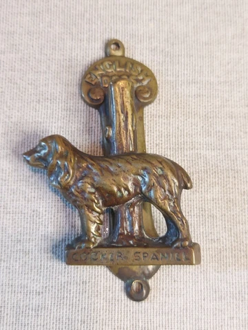 Vintage Brass English Dogs Cocker Spaniel Miniature Door Knocker Cover