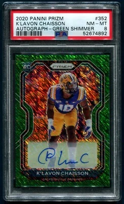 K'Lavon Chaisson -- PSA 8 -- Green Shimmer 2/5 -- 2020 Prizm NFL #352 - Image 1 of 2