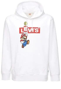 Levi's x Super Mario Graphic Pullover Hoodie White Limited Edition Men's Size S - Picture 1 of 13