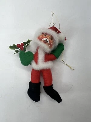 Vintage Annalee 3" Santa con adorno de fieltro de acebo Navidad 1996 Foto 1 de 4