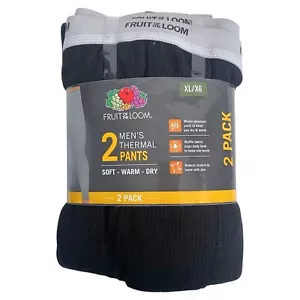 Mens Fruit of the Loom Thermal Pants Long Johns 2 Pack Black Size XL 40-42 - Picture 1 of 3