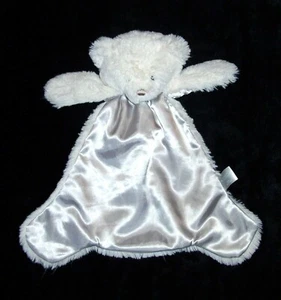 Baby Gund Edgehill Collection Off White Gray Fuzzy Bear Blanket Satin Lined - Picture 1 of 3