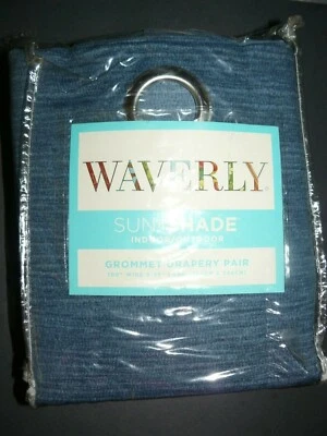 NUEVO Par de Paneles Cortina Waverly Sun N Sombra Interior-Exterior 100W X 96L Índigo Foto 1 de 2
