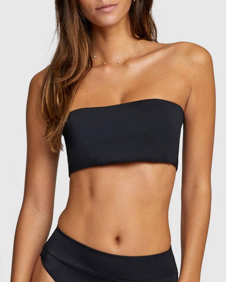 Top de biquíni feminino RVCA 281827 alças removíveis bandeau sólido, tamanho pequeno - Imagem 1 de 3
