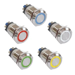 Pulsador con iluminación de anillo, Ø 19 mm, pulsador con conexión roscada 230 V / 3A - Imagen 1 de 19