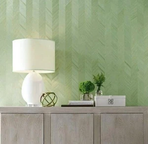 TR4290 York Ronald Redding striped light green natural herringbone wood veneer - Picture 1 of 13