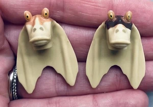 2 LEGO Star Wars Jar Jar Binks's Head Mini Figure Brown Tan Replacement Part - Picture 1 of 6