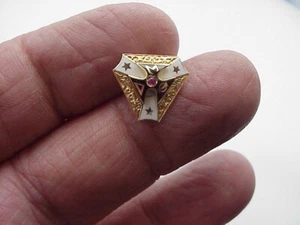 14K SIGMA PHI DELTA PIN WITH ENAMELING AND SMALL RUBY !!!! - Picture 1 of 1